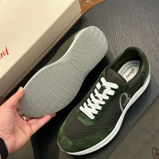 Bluony Zapatillas Lifestyle de Ante y Malla en Verde Oliva