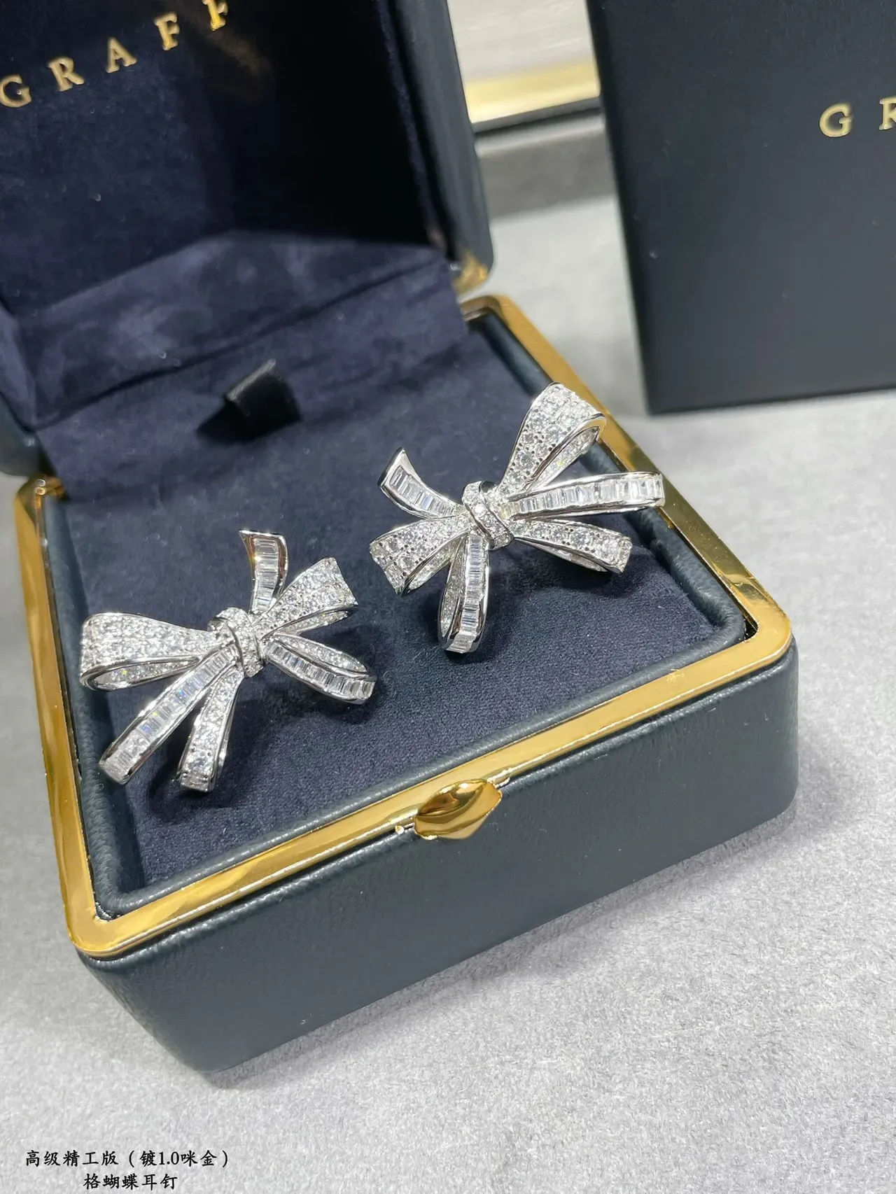 Bow-Shaped Pavé and Baguette-Cut Stone Earrings 3