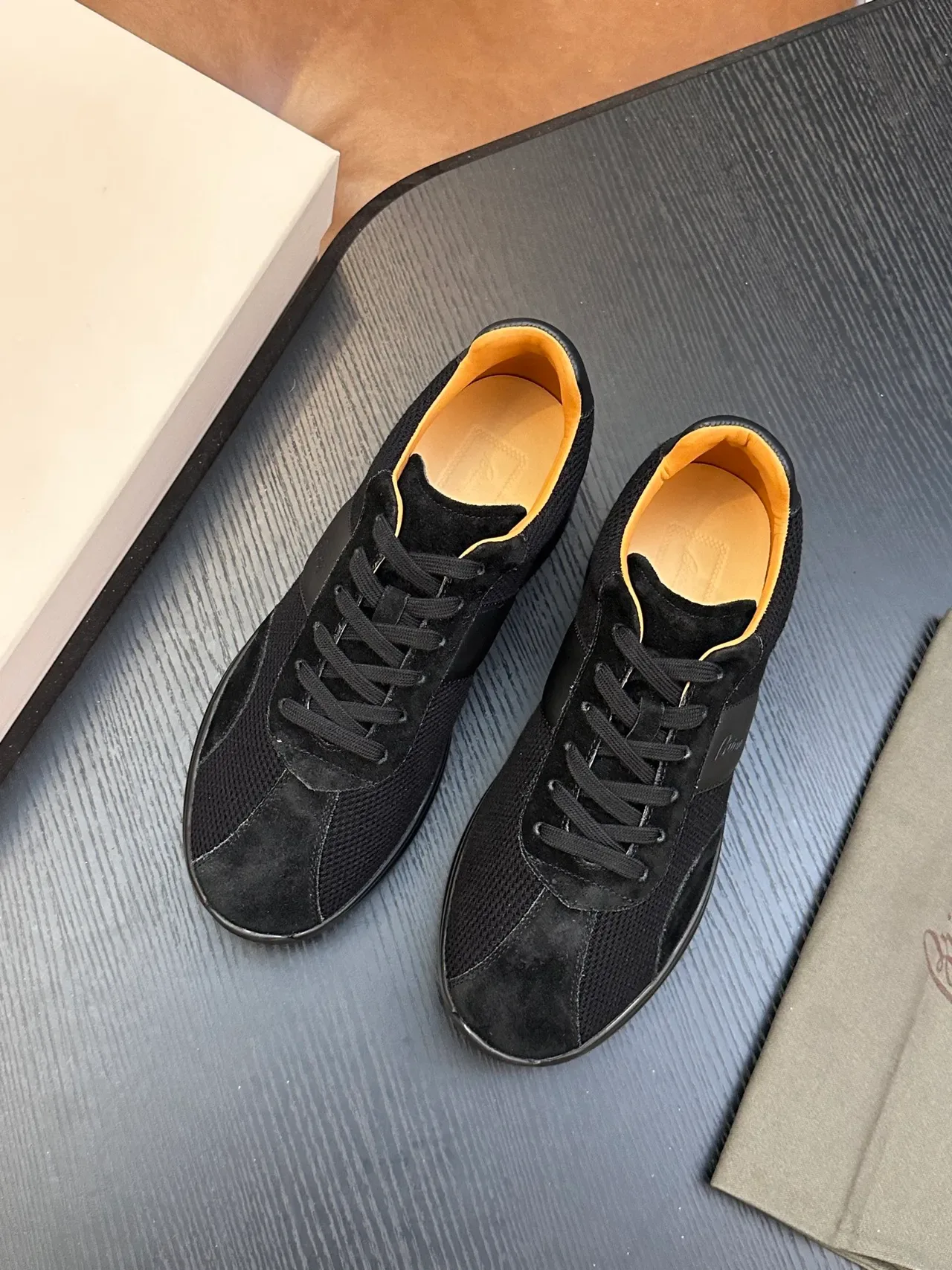 Brioni Black Suede and Mesh Lifestyle Sneakers 3