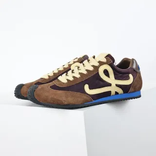 Tênis Lifestyle Marrom e Roxo em Camurça e Nylon com Monograma Low-Top
