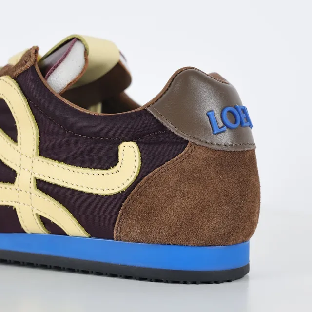 Brown and Purple Suede Nylon Monogram Low-Top Lifestyle Sneaker 4