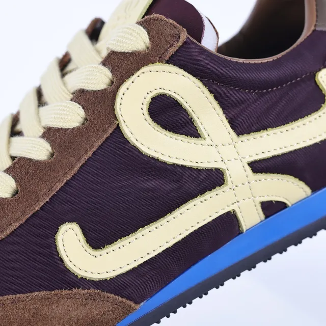 Brown and Purple Suede Nylon Monogram Low-Top Lifestyle Sneaker 6