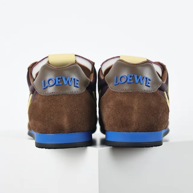 Brown and Purple Suede Nylon Monogram Low-Top Lifestyle Sneaker 8