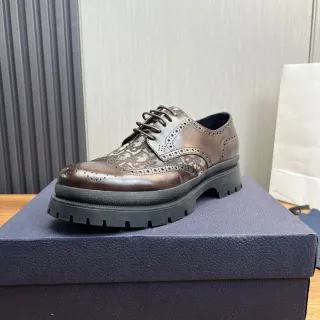 Brown Black Detailing Patterned Textile Overlay Brogue