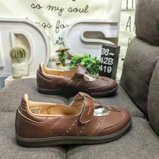 Brown Black Leather-Like Upper Strap Closure Mary Jane Shoes