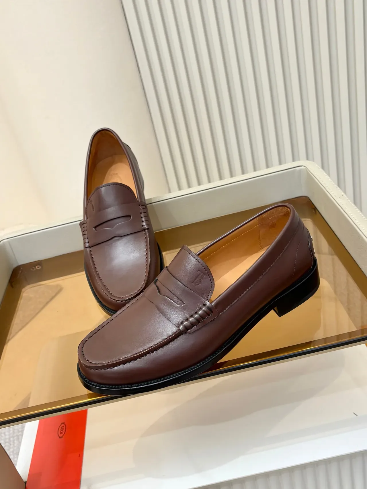 Brown Black Penny Braided Strap Detail Loafer 4