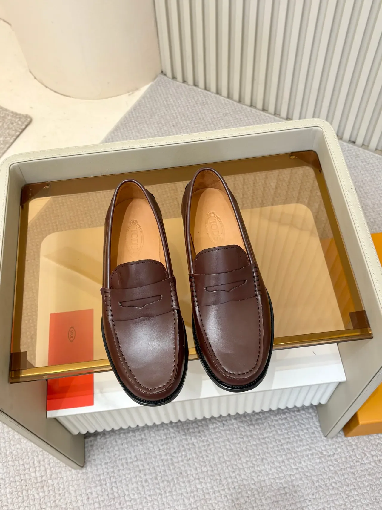 Brown Black Penny Braided Strap Detail Loafer 5