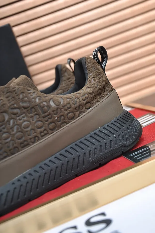 Brown Black Slip-On Embossed Monogram Upper Sneakers 2