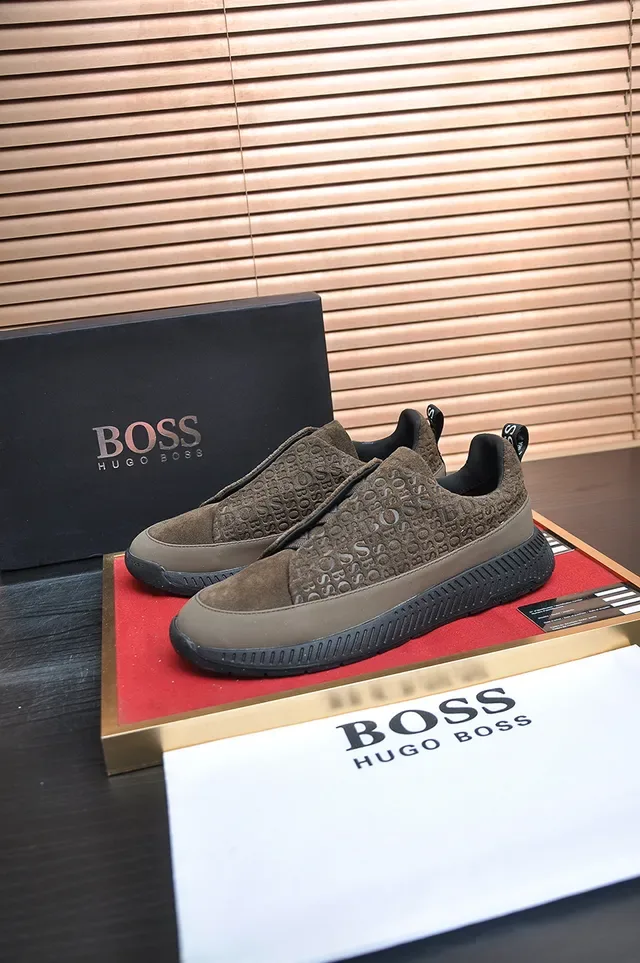 Brown Black Slip-On Embossed Monogram Upper Sneakers 4