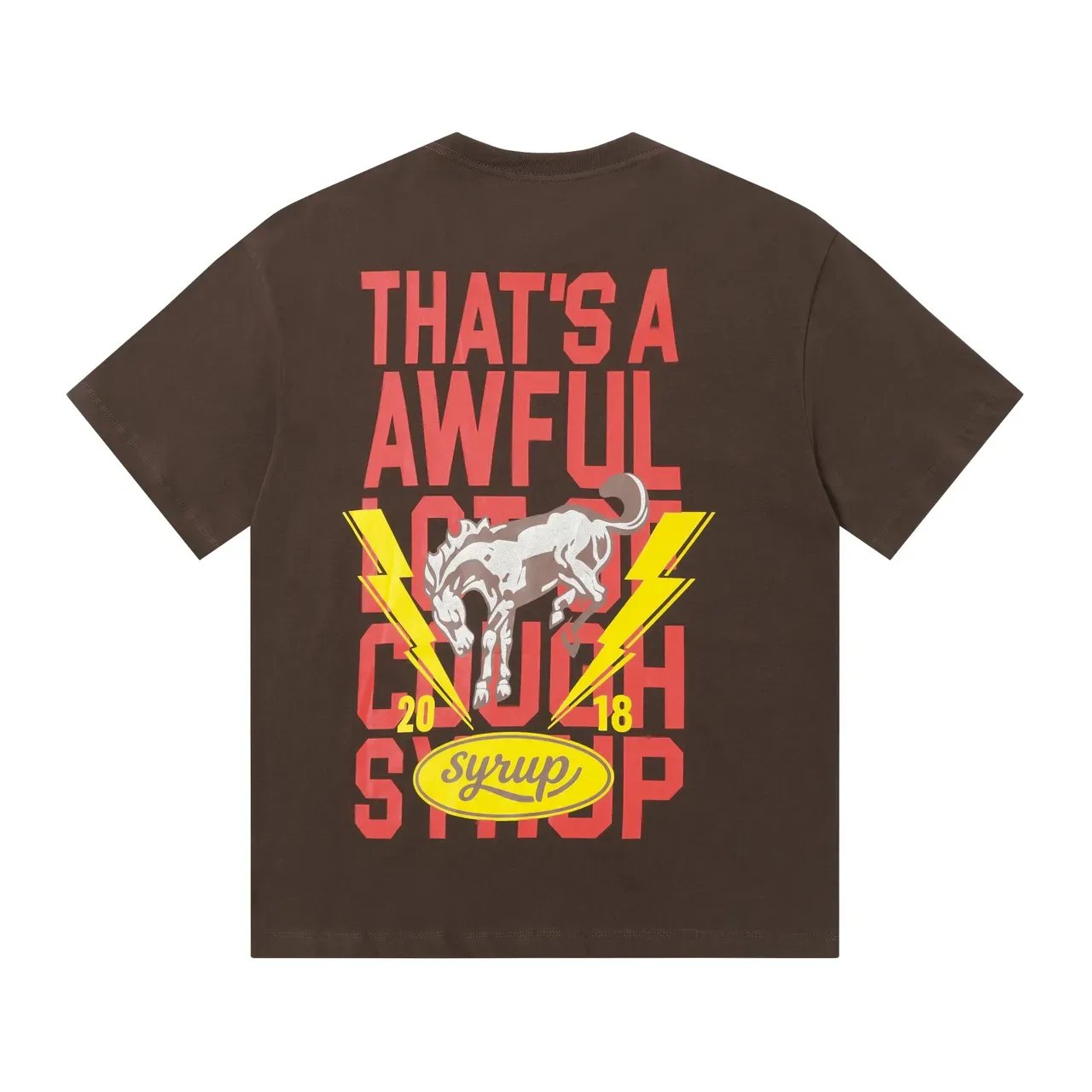 Brown Graphic Print Horseshoe Motif T-Shirt 3