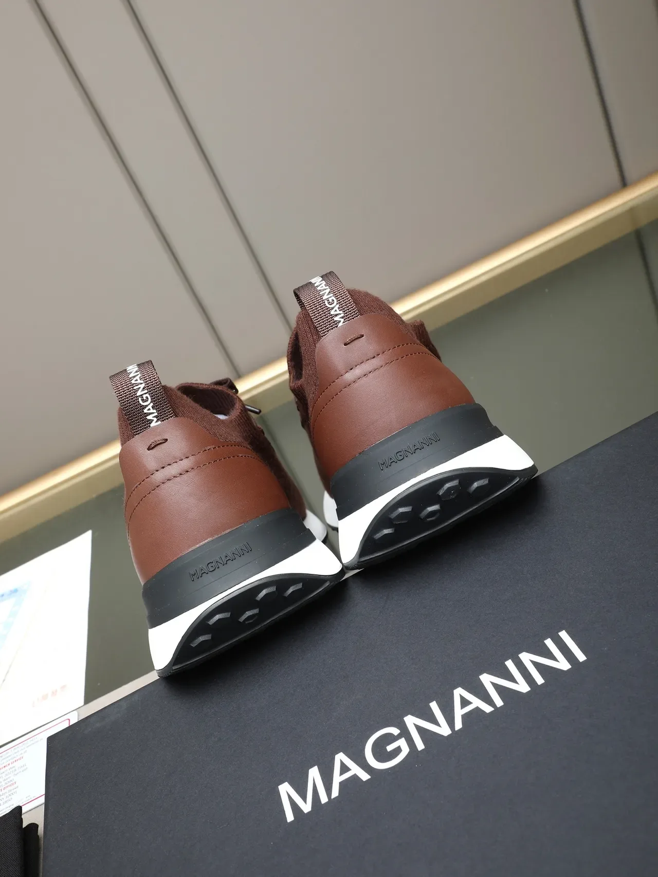 Brown Knit Sock-Fit Lifestyle Sneaker 3