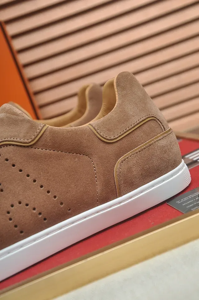 Brown Suede Perforated Low-Top Lifestyle Sneaker 2