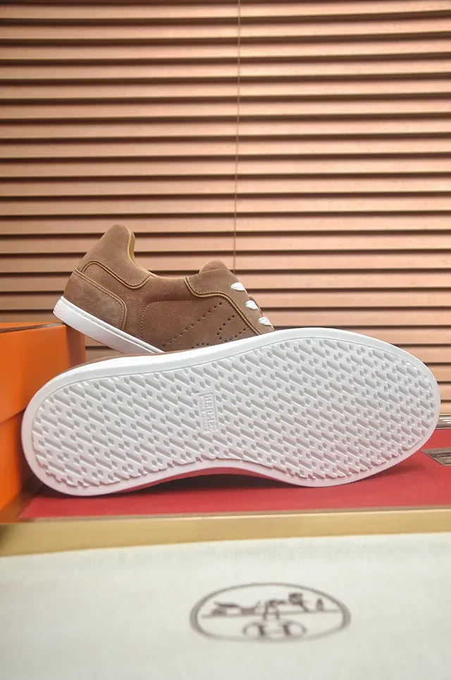 Brown Suede Perforated Low-Top Lifestyle Sneaker 3