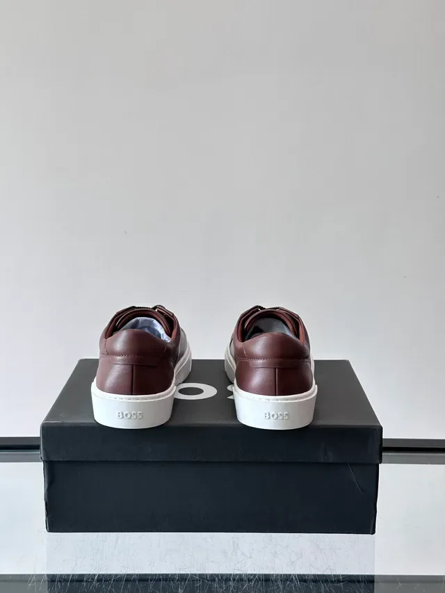 Brown White Leather Upper Embossed Monogram Sneakers 3