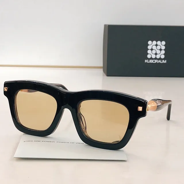 Brown White Rectangular Full-Rim Tortoiseshell Acetate Sunglasses 5