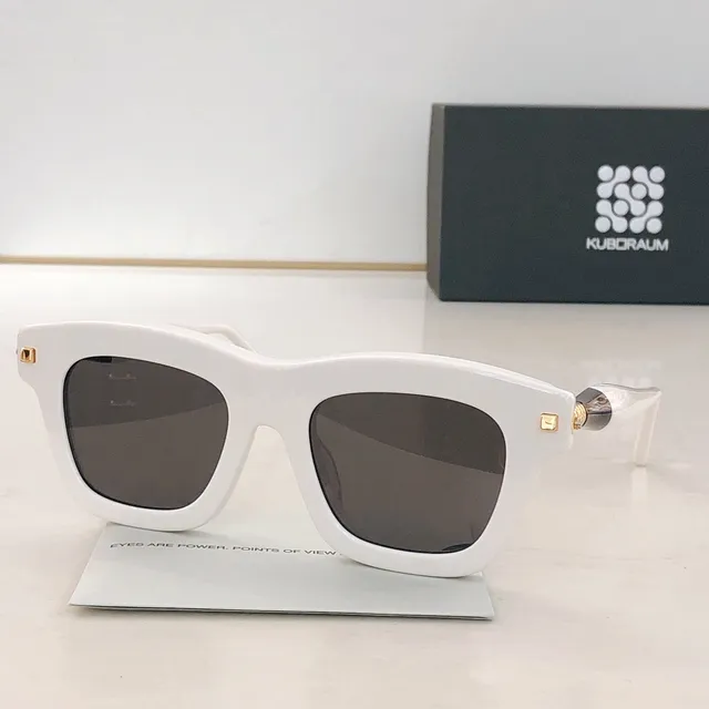 Brown White Rectangular Full-Rim Tortoiseshell Acetate Sunglasses 7