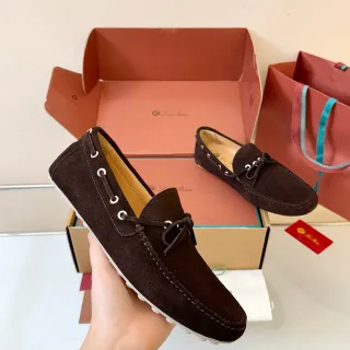 Brown White Suede Upper Moc-Toe Stitching Boat Shoes