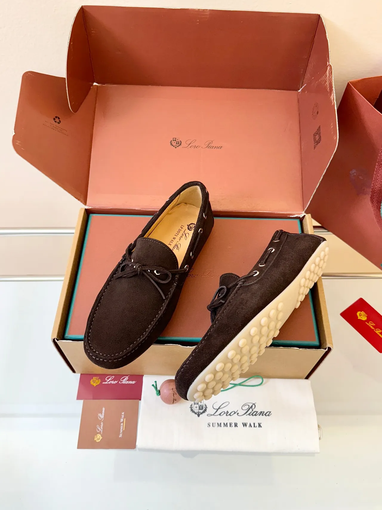 Brown White Suede Upper Moc-Toe Stitching Boat Shoes 2