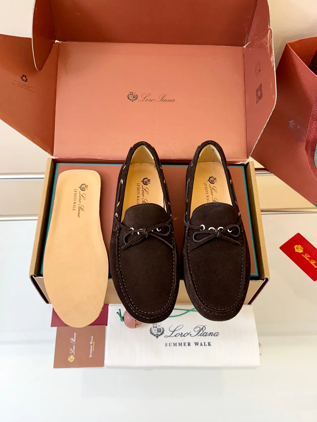 Brown White Suede Upper Moc-Toe Stitching Boat Shoes 6