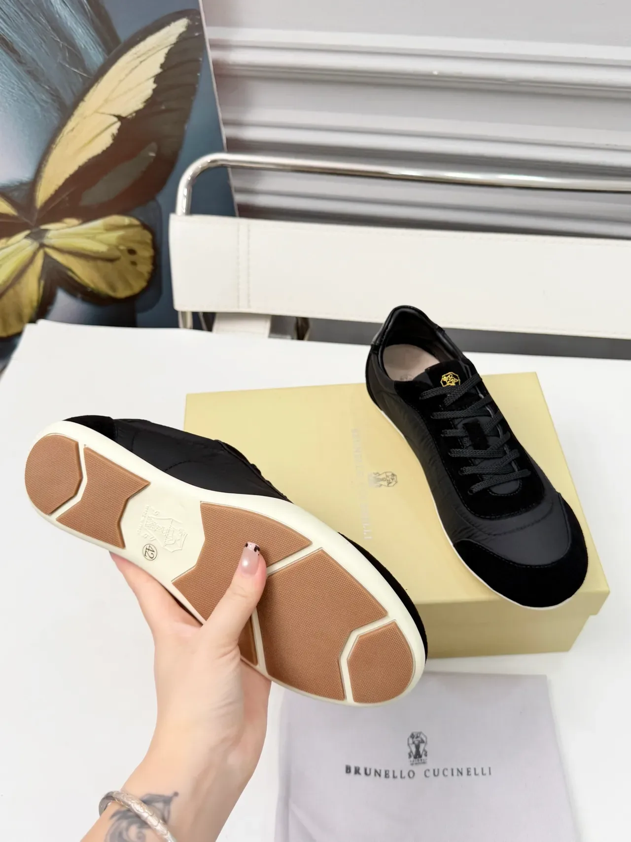 Brunello Cucinelli Black Suede and Nylon Sneaker 2