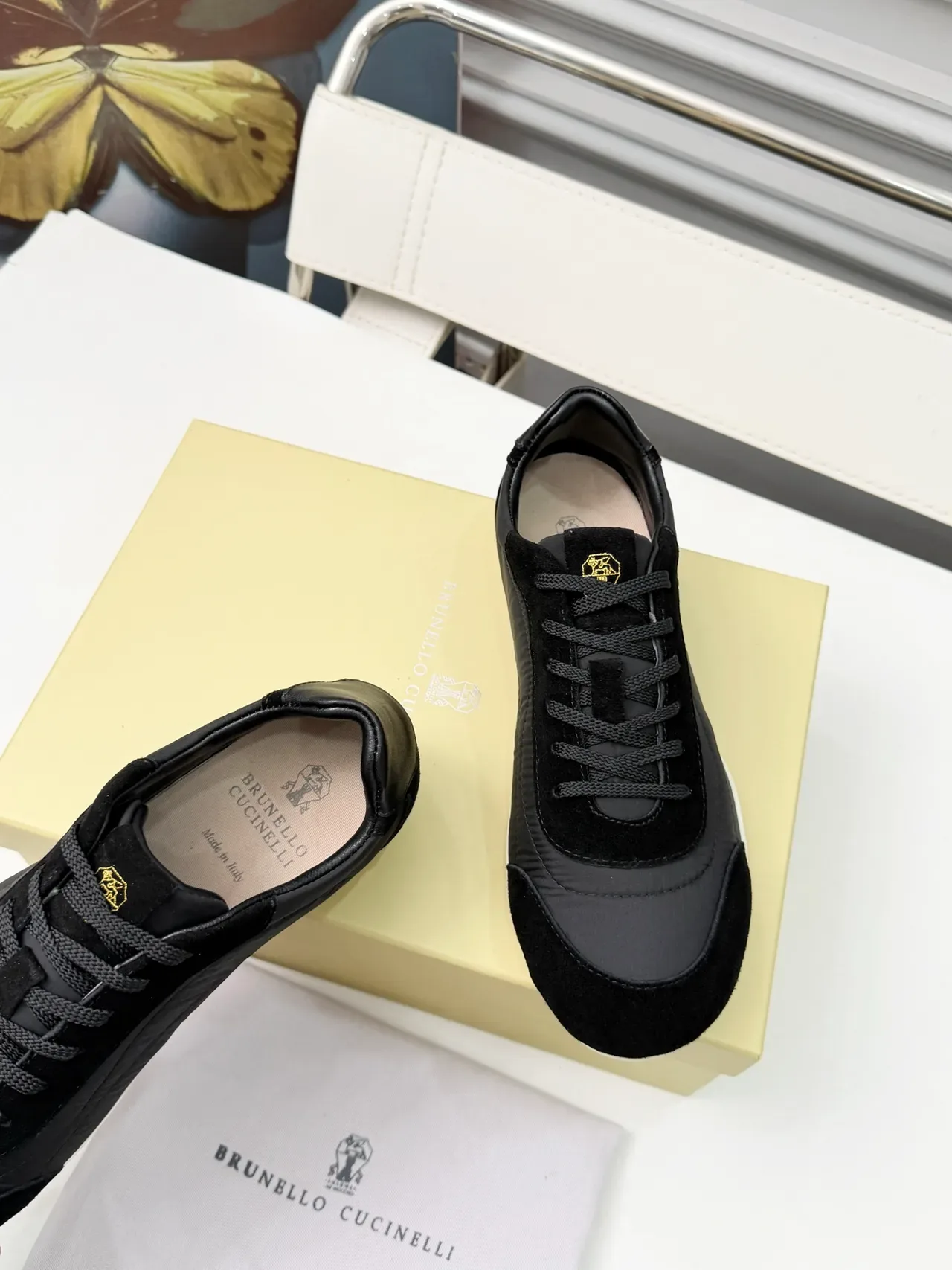 Brunello Cucinelli Black Suede and Nylon Sneaker 3