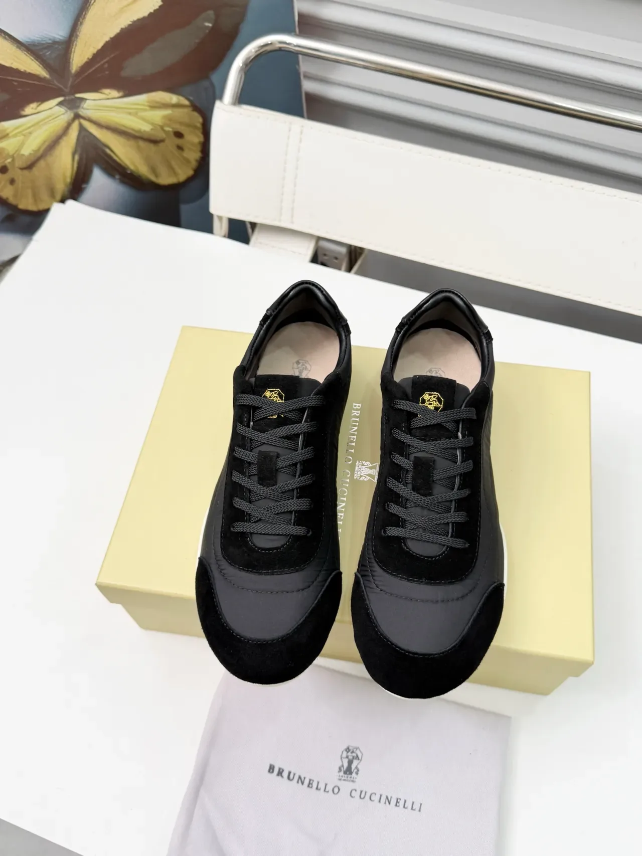 Brunello Cucinelli Black Suede and Nylon Sneaker 6