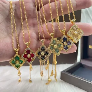 Buccellati Ramage collier pendentif en or multicolore filigrane florale émaillé incrusté