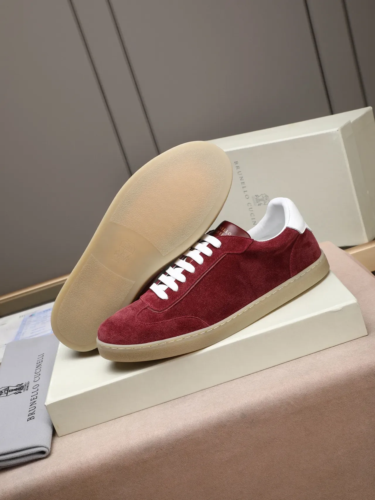Burgundy Suede Low-Top Lifestyle Sneaker 4