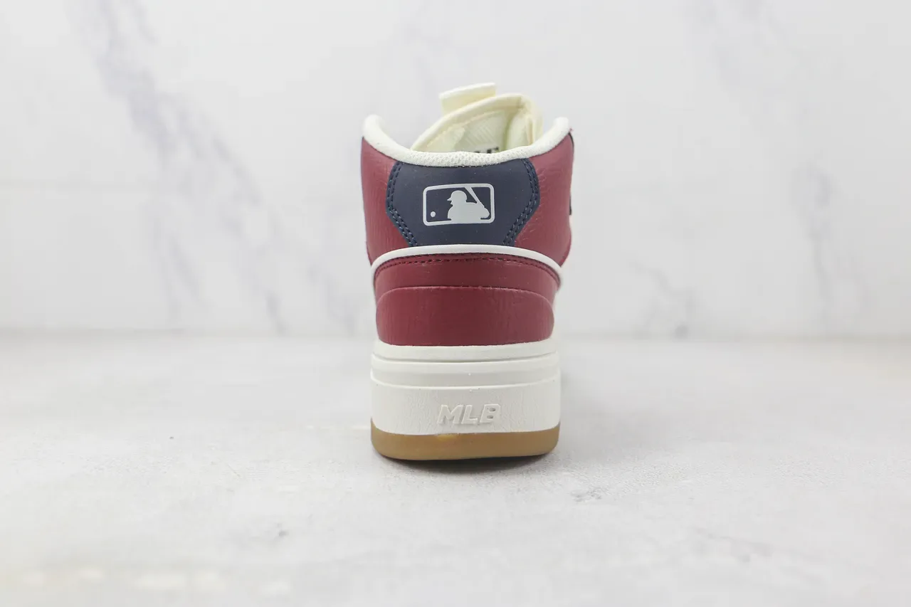 Burgundy White High-Top Leather-and-Synthetic Upper Sneakers 9