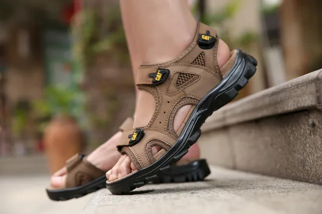 CAT Brown Black Rugged Strapped Casual Sandals 5