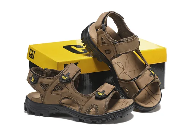 CAT Brown Black Rugged Strapped Casual Sandals 8