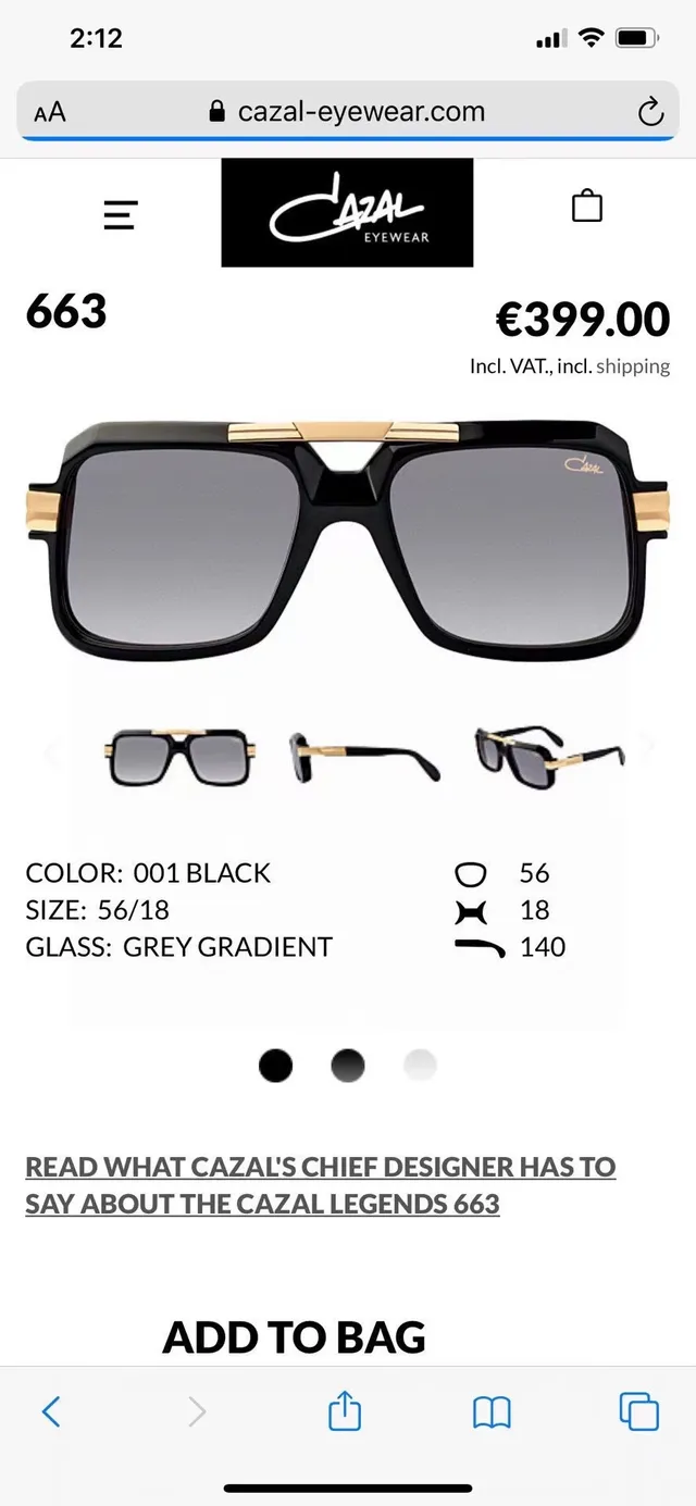 Cazal Legends 663 Black and Gold Oversized Sunglasses 9