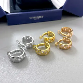 CHAUMET Hexagonal Pavé Hinged Hoop Earrings