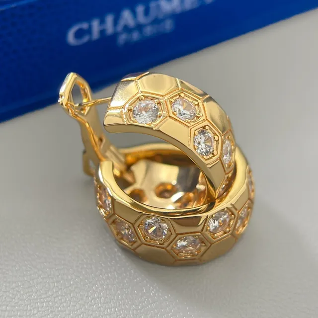 CHAUMET Hexagonal Pavé Hinged Hoop Earrings 3