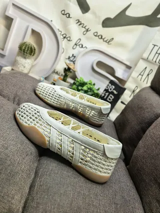 Cream Woven Laceless Slip-On Ballet Flats 7