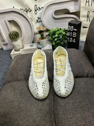 Cream Woven Laceless Slip-On Ballet Flats 10