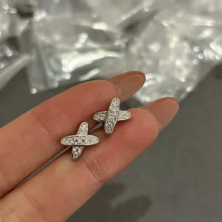 Cross-Shaped Pavé Stud Earrings