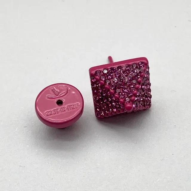 Cubic Pavé-Set Faceted Pink Stud Earrings 2