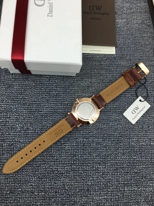Daniel Wellington Classic Brown White Minimalist Dial Crystal Hour Markers Quartz Watch 2