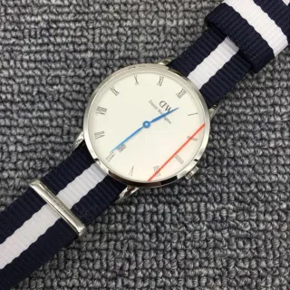 Daniel Wellington Classic Petite White Dial Navy White Stripe NATO Strap Quartz Watch