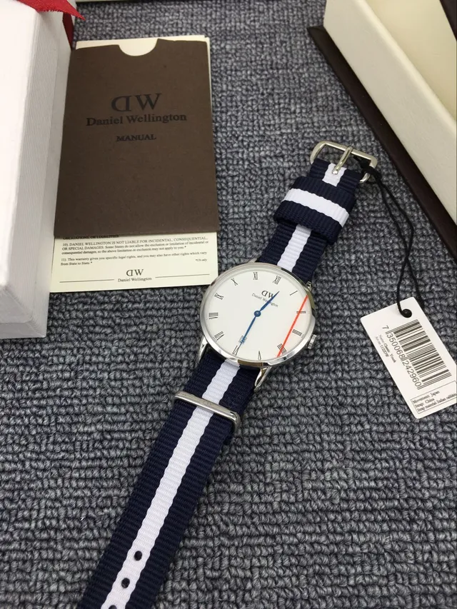 Daniel Wellington Classic Petite White Dial Navy White Stripe NATO Strap Quartz Watch 4