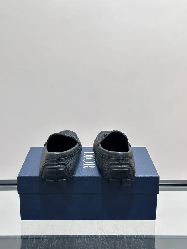 Dark Gray Textured Leather Bit Loafers 3