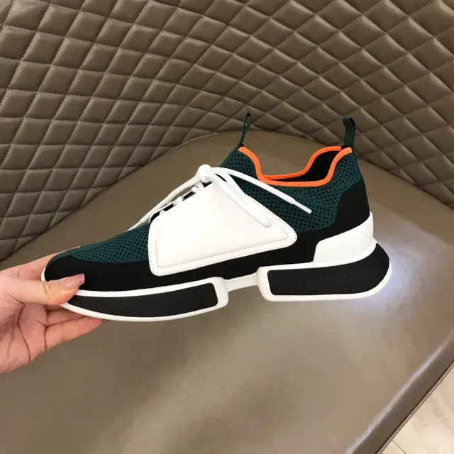 Dark Green Black White Orange Mesh Panel Sneakers 3