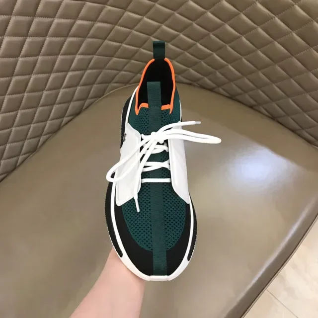 Dark Green Black White Orange Mesh Panel Sneakers 4