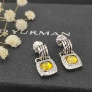 David Yurman Albion Cushion-Cut Yellow Stone Pavé Halo Earrings