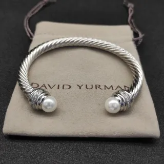 David Yurman Cable Classics মুক্তা ও হীরার টুইস্টেড কেবল ব্রেসলেট