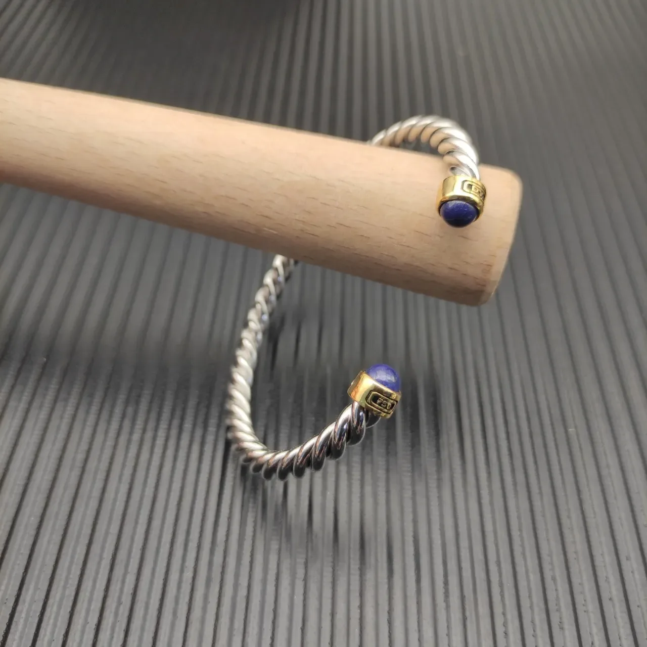 David Yurman Cable Classics Silver Blue Twisted Lapis Lazuli End Caps Bracelet 7