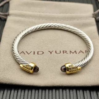 David Yurman Cable Classics سوار معدني فضي ذهبي ملتوي ثنائي اللون