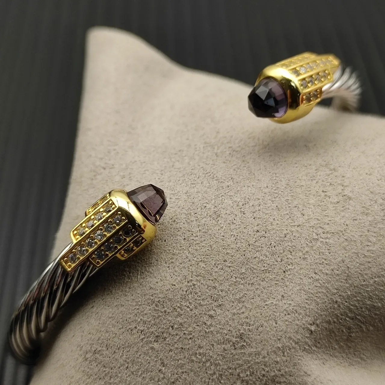 David Yurman Cable Classics Silver Gold Twisted Dual-Tone Metal Bracelet 6