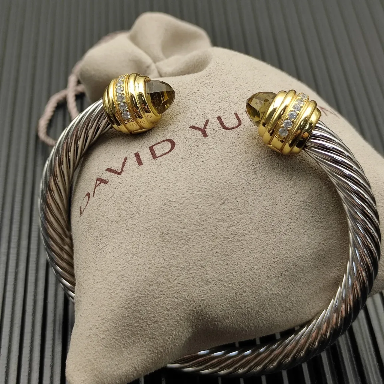 David Yurman Cable Classics Silver Gold Twisted Dual-Tone Metal Bracelet 3